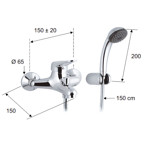 Смеситель для ванны Remer Kiss K02 Хром Смеситель для ванны Remer Kiss K02 Хром