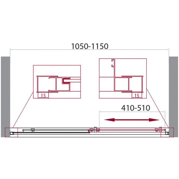 Душевая дверь BelBagno Unique 115 UNIQUE-BF-1-100/115-P-Cr профиль Хром стекло рифленое