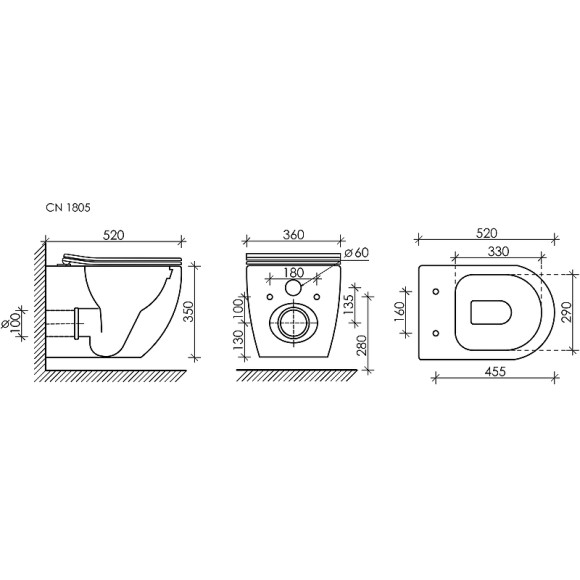 Унитаз Ceramicanova Mia Rimless CN1805 подвесной с сиденьем Микролифт