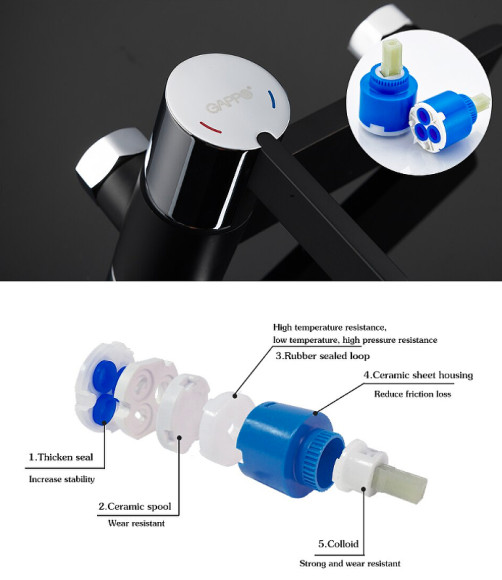 Смеситель для ванны Gappo G81 G3281 Черный матовый Хром