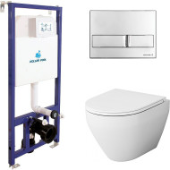 Комплект унитаза AM.PM Spirit FlashClean C701700WH+C707857WH с инсталляцией Koller Pool DUNE1200SL+Neon с сиденьем Микролифт и клавишей смыва Хром