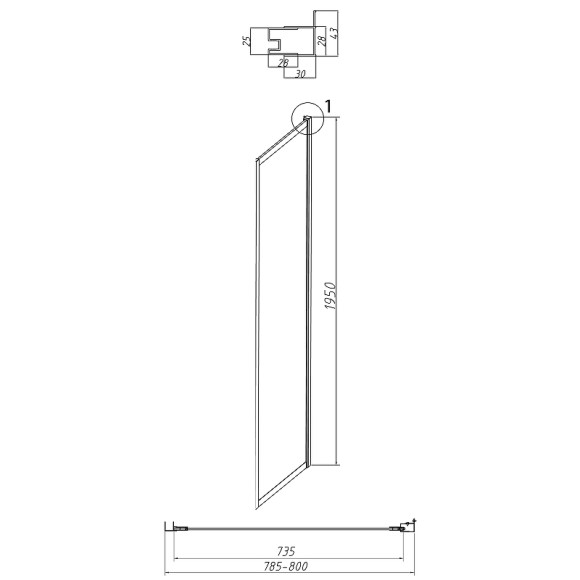 Душевая стенка Grossman Style 80 200.K33.05.80.10.00 профиль Хром стекло прозрачное