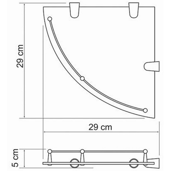 Стеклянная полка WasserKRAFT K-544 угловая Хром Стеклянная полка WasserKRAFT K-544 угловая Хром