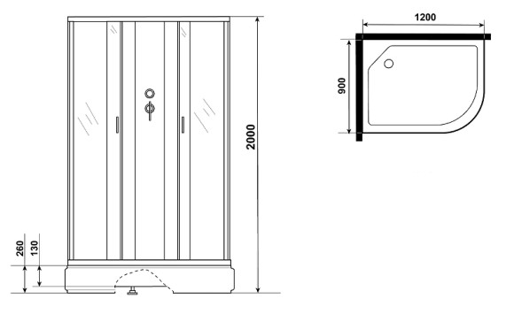 Душевая кабина Niagara Classic 120х90 L NG-33294-14LBK без гидромассажа