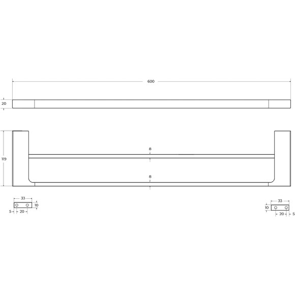 Полотенцедержатель Cezares Slider SLIDER-THD-60-IN двойной Сатин