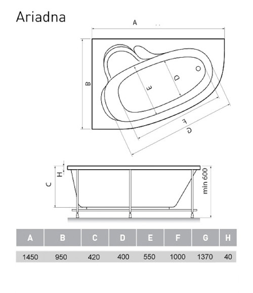 Акриловая ванна Relisan Ariadna 145x95 L Гл000001415 без гидромассажа Акриловая ванна Relisan Ariadna 145x95 L Гл000001415 без гидромассажа