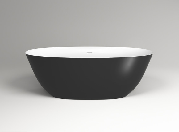 Ванна из искусственного камня Plumberia Selection VELOMA 170BN 170x75 Белая матовая Черная без гидромассажа