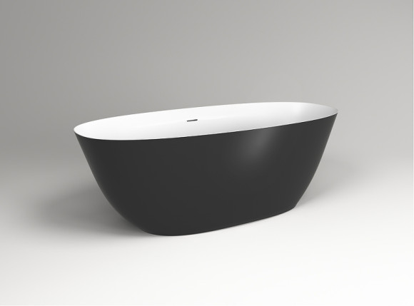 Ванна из искусственного камня Plumberia Selection VELOMA 170BN 170x75 Белая матовая Черная без гидромассажа