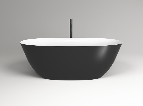 Ванна из искусственного камня Plumberia Selection VELOMA 170BN 170x75 Белая матовая Черная без гидромассажа