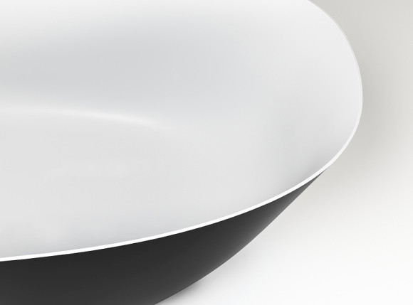 Ванна из искусственного камня Plumberia Selection VELOMA 170BN 170x75 Белая матовая Черная без гидромассажа