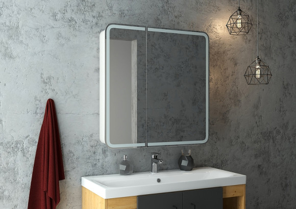 Зеркальный шкаф Континент Elliott LED 80 МВК014 с подсветкой Белый Зеркальный шкаф Континент Elliott LED 80 МВК014 с подсветкой Белый