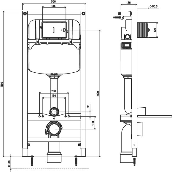 Инсталляция Jacob Delafon E24156-NF для унитаза без клавиши смыва