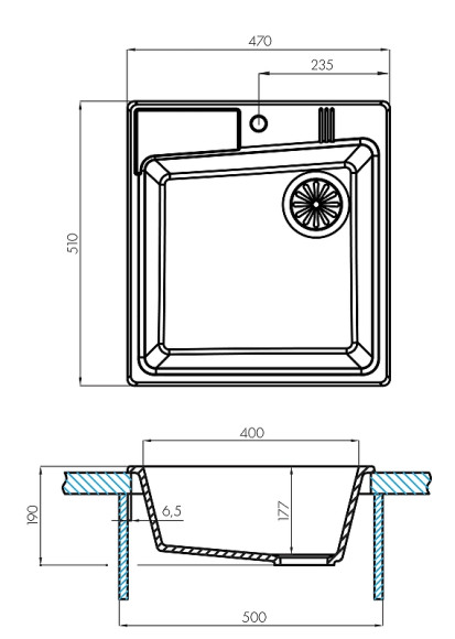 Кухонная мойка Aquaton Парма 47 1A713032PM230 Серая