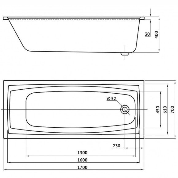 Акриловая ванна Berges Feya 170x70 050012 без гидромассажа Акриловая ванна Berges Feya 170x70 050012 без гидромассажа
