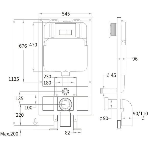 Инсталляция WeltWasser WW Bamberg 545 10000010288 для унитаза без клавиши смыва Инсталляция WeltWasser WW Bamberg 545 10000010288 для унитаза без клавиши смыва