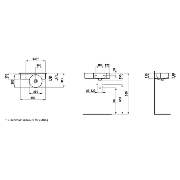 Раковина Laufen Val 55 R 8.1528.4.000.106.1 Белая Раковина Laufen Val 55 R 8.1528.4.000.106.1 Белая