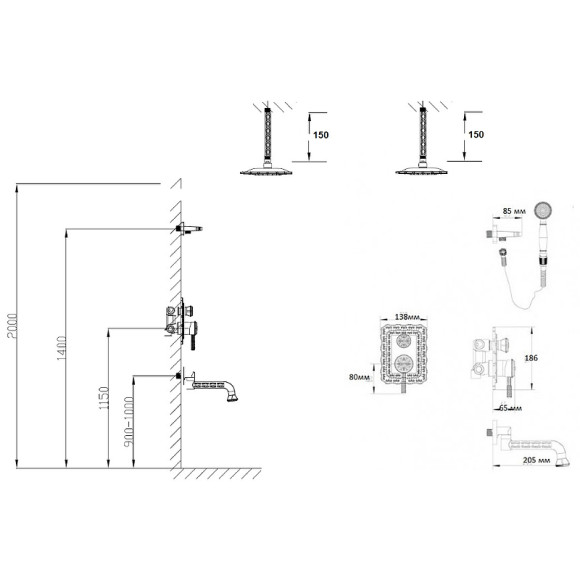 Душевая система Bronze de Luxe Windsor 10137/1DF Бронза