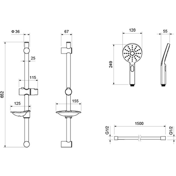 Душевой гарнитур Aquatek Оберон 3jet AQ2014CR Хром
