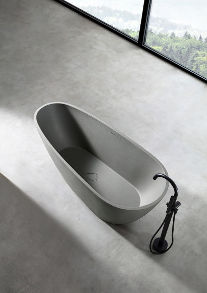 Ванна из искусственного камня Abber Dortmund 170x75 AM9911MLG Светло-серая матовая без гидромассажа
