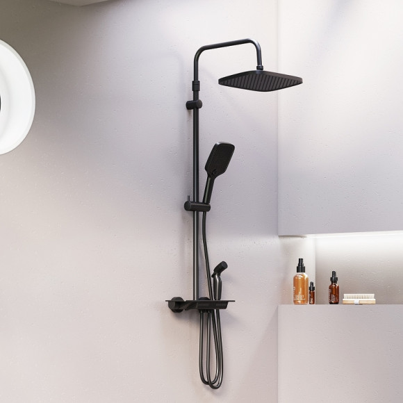 Душевая система Damixa Gala 953770300 с термостатом Черная матовая Душевая система Damixa Gala 953770300 с термостатом Черная матовая