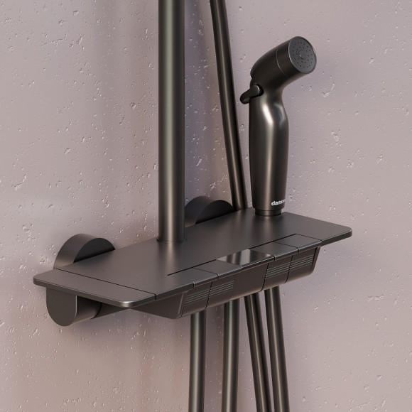 Душевая система Damixa Gala 953770300 с термостатом Черная матовая Душевая система Damixa Gala 953770300 с термостатом Черная матовая