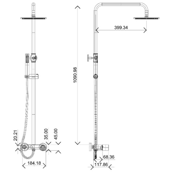 Душевая система Boheme Stick 128-WG.2 Белая Золото