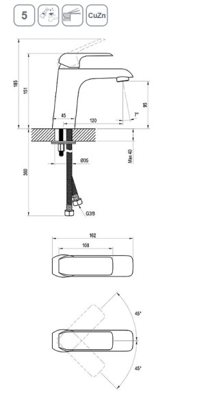 Смеситель для раковины Ravak Flat FL 014.20 X070173 Черный матовый Смеситель для раковины Ravak Flat FL 014.20 X070173 Черный матовый