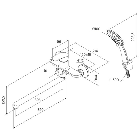 Смеситель для ванны Milardo Rora RORSB00M10 универсальный Хром