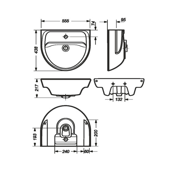 Раковина Sanita Эталон 55 WB.PD/Etalon/55-C/WHT.G/S1 Белая