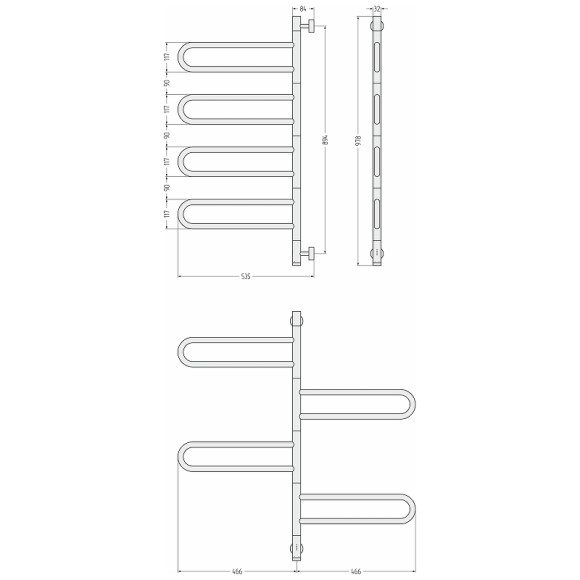 Электрический полотенцесушитель Сунержа Парео 4.0-4С 978х535 00-0823-0978 Хром
