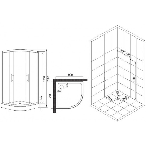 Душевой уголок Esbano ESR-8015 90x90 ESUGR8015 профиль Хром стекло рифленое