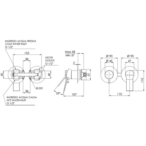 Смеситель для душа Remer Slash SL92ZPNO Черный матовый Смеситель для душа Remer Slash SL92ZPNO Черный матовый