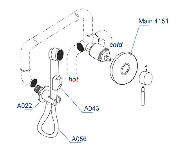 Гигиенический душ со смесителем WasserKRAFT Main A04156 Хром