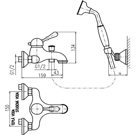 Смеситель для ванны Rav Slezak Labe L054.5/2Z Золото Смеситель для ванны Rav Slezak Labe L054.5/2Z Золото