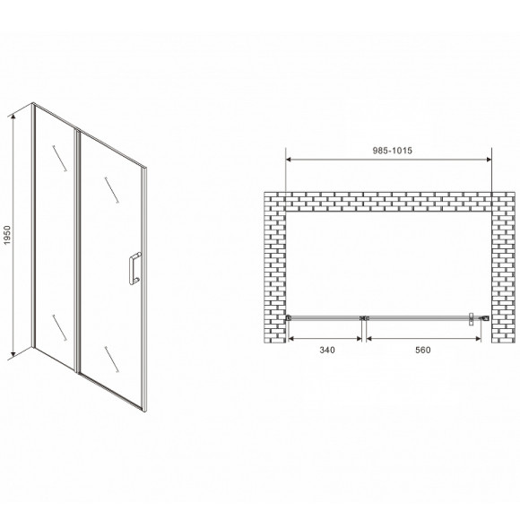 Душевая дверь Abber Sonnenstrand 100 AG04100MS профиль Хром стекло матовое
