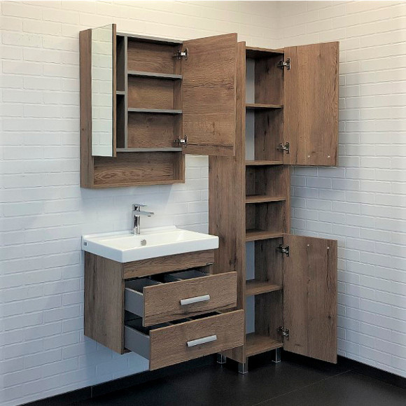 Зеркальный шкаф Comforty Никосия 70 00-00008851 Дуб темный Зеркальный шкаф Comforty Никосия 70 00-00008851 Дуб темный