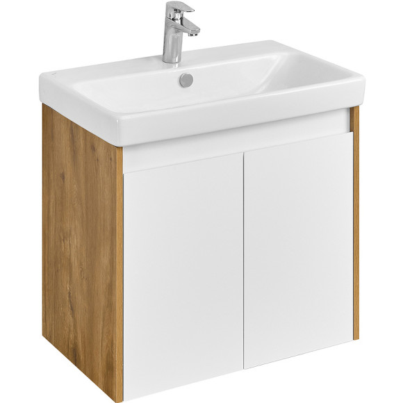 Тумба под раковину Aquaton Сканди Doors 70 1A278901SDZ90 Белый глянец Дуб рустикальный Тумба под раковину Aquaton Сканди Doors 70 1A278901SDZ90 Белый глянец Дуб рустикальный