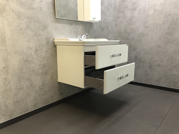 Тумба с раковиной Comforty Неаполь 80 00004147564 подвесная Белый глянец