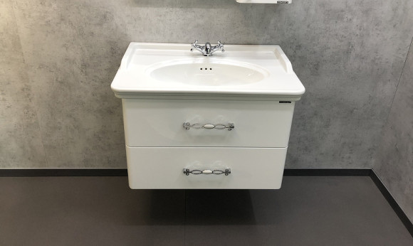 Тумба с раковиной Comforty Неаполь 80 00004147564 подвесная Белый глянец