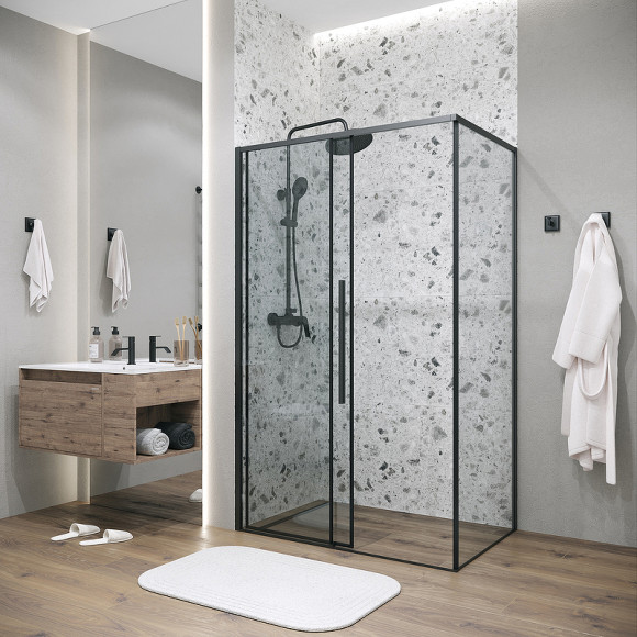 Душевая стенка Grossman Galaxy 80 200.K33.01.80.21.00 профиль Черный матовый стекло прозрачное