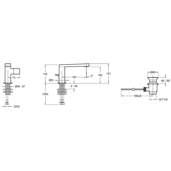 Смеситель для раковины Jacob Delafon Composed E73050-CP Хром