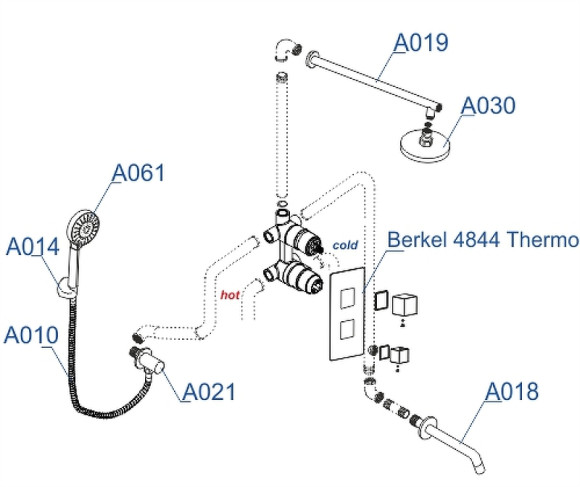 Душевая система WasserKRAFT Berkel A174819 Thermo с термостатом Хром