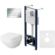 Комплект унитаза с инсталляцией AM.PM Inspire V2.0 FlashClean IS47051.50A1700 с сиденьем Микролифт и клавишей смыва Хром Комплект унитаза с инсталляцией AM.PM Inspire V2.0 FlashClean IS47051.50A1700 с сиденьем Микролифт и клавишей смыва Хром