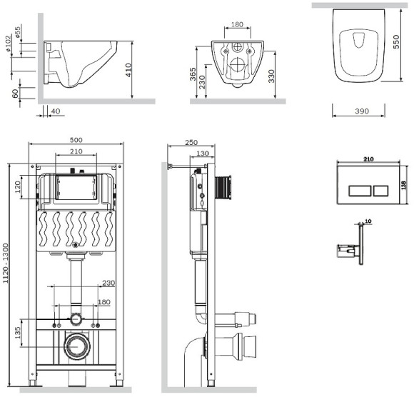 Комплект унитаза с инсталляцией AM.PM Inspire V2.0 FlashClean IS47051.50A1700 с сиденьем Микролифт и клавишей смыва Хром Комплект унитаза с инсталляцией AM.PM Inspire V2.0 FlashClean IS47051.50A1700 с сиденьем Микролифт и клавишей смыва Хром