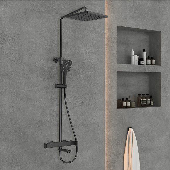 Душевая система Vincea Cube VSFS-1C1MB Черная матовая