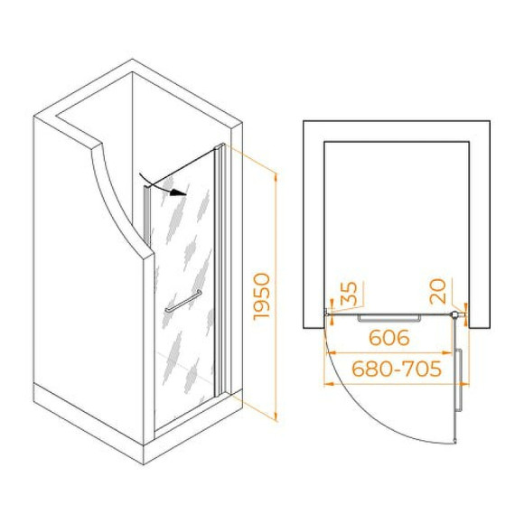 Душевая дверь RGW Passage PA-103 70 020810307-11 профиль Хром стекло прозрачное