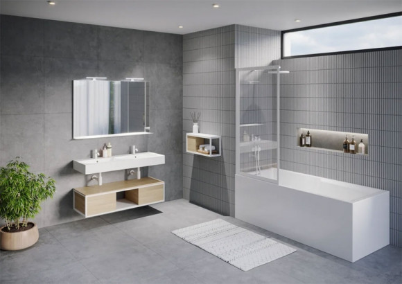 Шторка на ванну Riho Lucid GD501 80 G005046121 (GDB508B000) профиль Черный стекло прозрачное