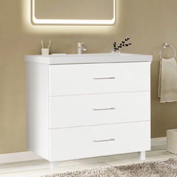 Тумба под раковину Marka One Mix 60Н с ручками Белая глянцевая Тумба под раковину Marka One Mix 60Н с ручками Белая глянцевая