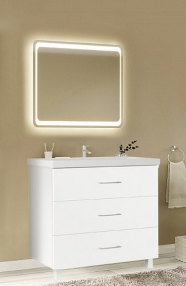 Тумба под раковину Marka One Mix 60Н с ручками Белая глянцевая Тумба под раковину Marka One Mix 60Н с ручками Белая глянцевая