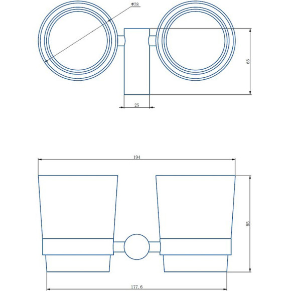 Стакан для зубных щеток Haiba HB8408 двойной Хром
